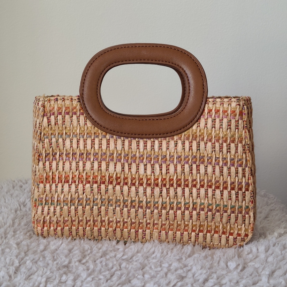 Straw & Leather Fossil Minipurse